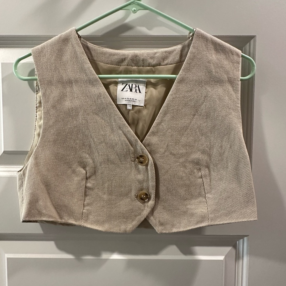 Zara Beige Corduroy Vest